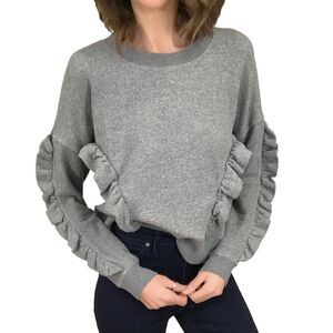 Madewell Ruffle Sweatshirt Sz XS New $85 Gray Boxy Knit Pullover Mile(s) Line
